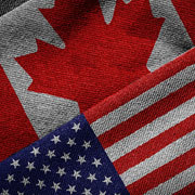US & Canadian flags together