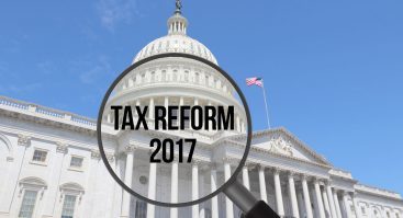 Tax Reform with magnifying glass and white house