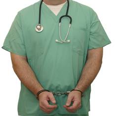 handcuffed medical employee